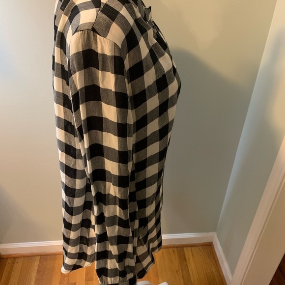 LOFT buffalo plaid black/white tunic, size L - Picture 4 of 5
